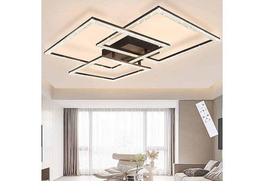 ZMH LED Deckenleuchte Whonzimmer Dreifaches Quadratisches Design Kristall I günstig online kaufen