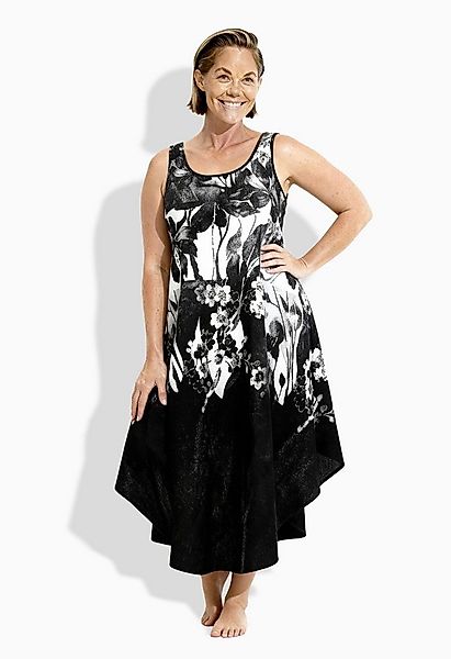 Ulla Popken Maxikleid Midikleid Blüten A-Linie Rundhals ärmellos günstig online kaufen