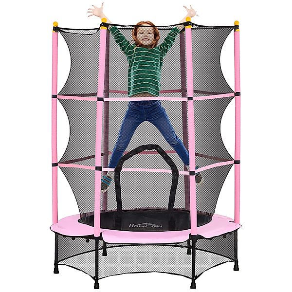 HOMCOM Kindertrampolin Ø140 cm, mit Sicherheitsnetz, Randabdeckung, Ø 140 c günstig online kaufen