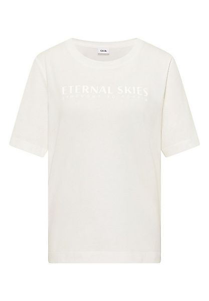 CECIL Kurzarmshirt - Basic Kurzarmshirt mit Wording Print günstig online kaufen