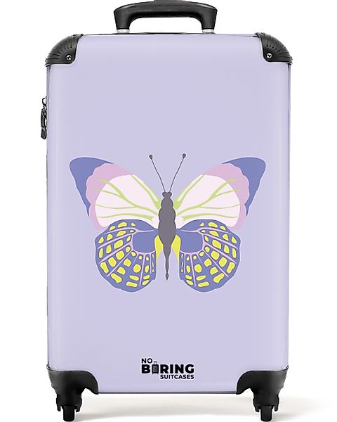 NoBoringSuitcases.com© Hartschalen-Trolley Lila mit buntem Schmetterling günstig online kaufen
