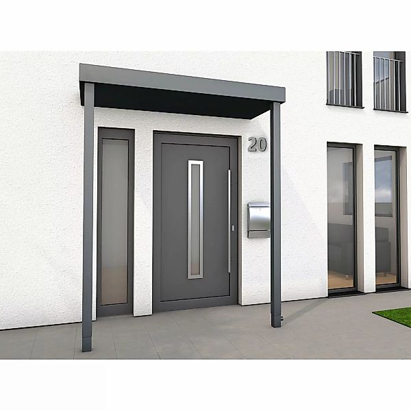 Gutta Rechteckvordach BS PLUS Anthrazit 160 x 90 cm 2 Pfosten und Ablauf Re günstig online kaufen