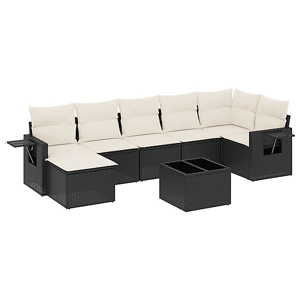 vidaXL 8-Tlg Garten-Sofagarnitur mit Kissen Schwarz Poly Rattan 3252823 günstig online kaufen