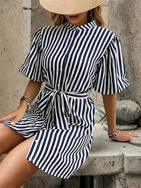 AFAZ New Trading UG Sommerrock Gestreiftes Hemdblusenkleid für Damen mit Sc günstig online kaufen