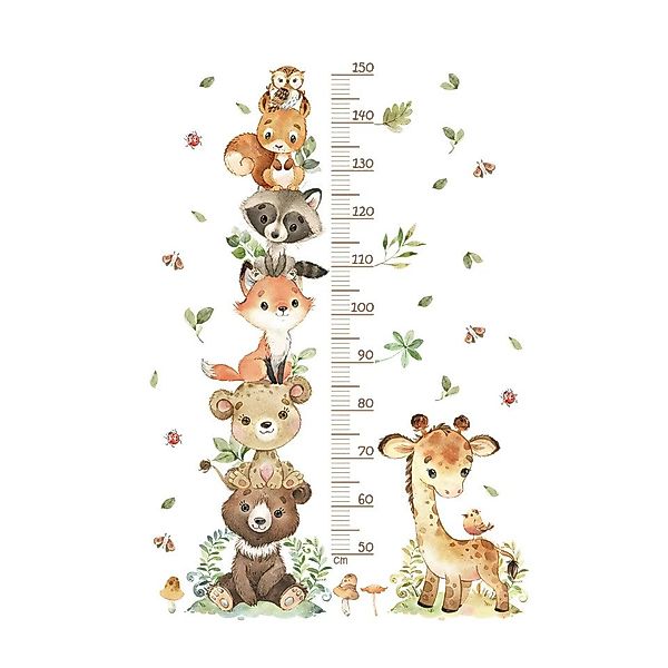 Montegoni Wandtattoo Lustige Tier-Höhenmesser Wandsticker für Kinderzimmer, günstig online kaufen