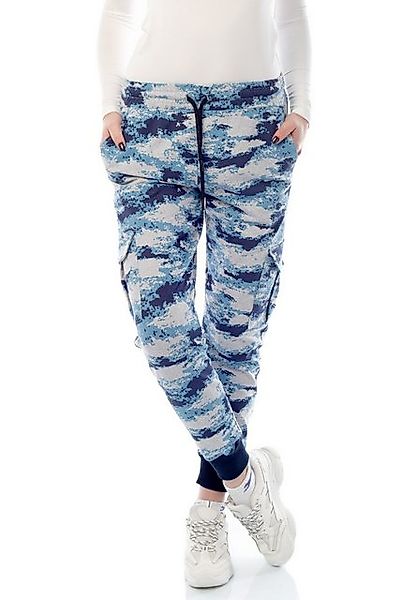 Bongual Cargohose Sweathose Damen Camo Tarnmuster Relaxhose günstig online kaufen