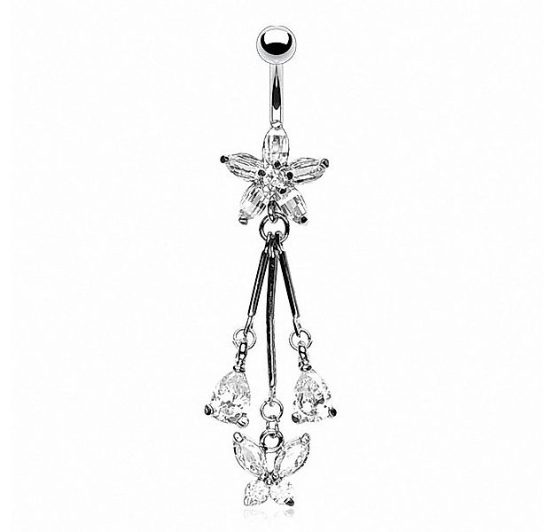 Taffstyle Bauchnabelpiercing Piercing Chirurgenstahl Zirkonia Blumen, Bauch günstig online kaufen
