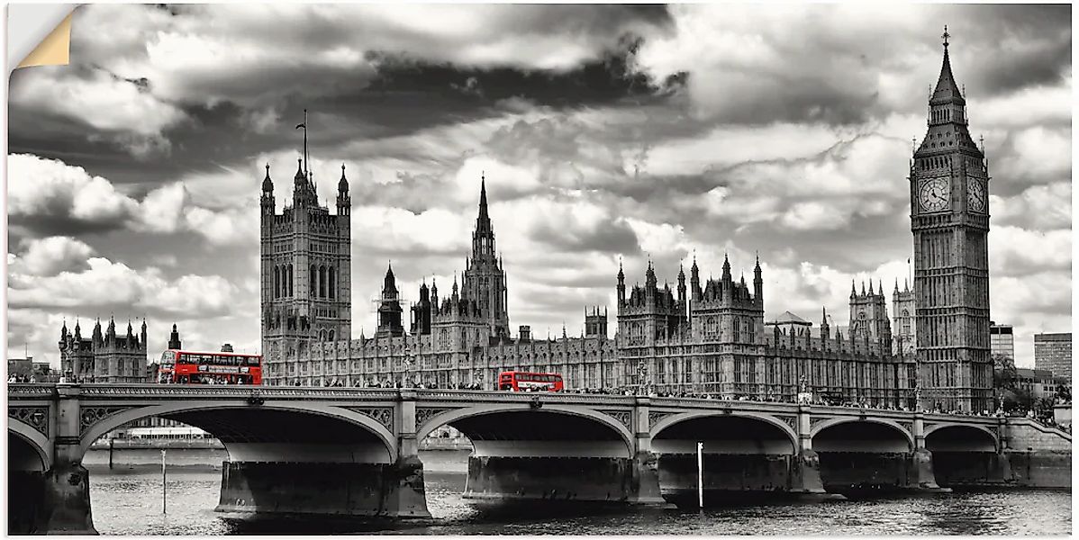 Artland Wandbild "London Westminster Bridge & Red Buses", Großbritannien, ( günstig online kaufen