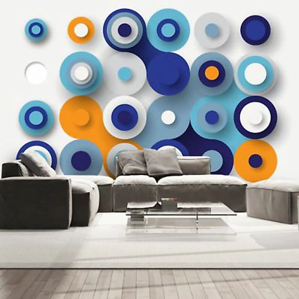 artgeist Fototapete Geometry Of Blue Wheels mehrfarbig Gr. 150 x 105 günstig online kaufen