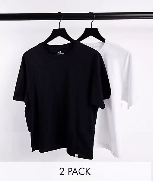 Pull&Bear – 2er-Pack T-Shirts in Schwarz und Weiß-Mehrfarbig günstig online kaufen