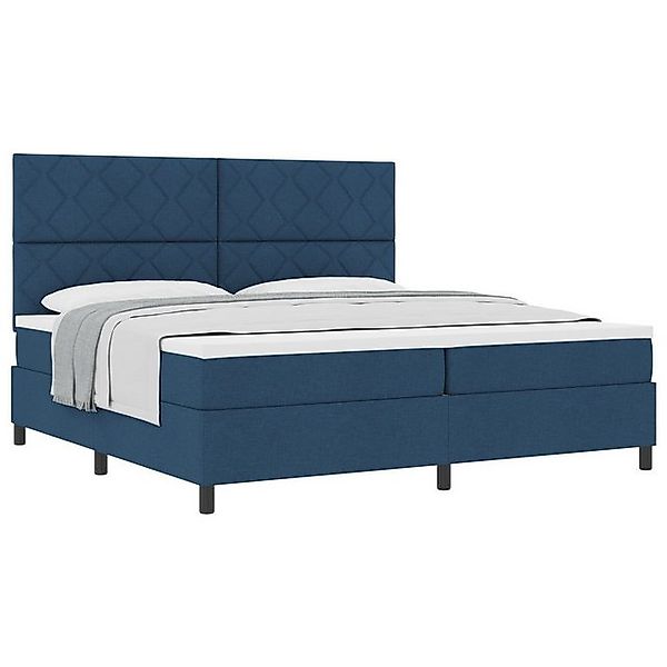 vidaXL Bett Boxspringbett mit Matratze Blau 200x200 cm Stoff (1-tlg) günstig online kaufen
