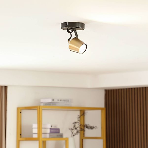 Lindby Deckenstrahler Sylveria, 1.flg., schwarz/gold, Eisen günstig online kaufen