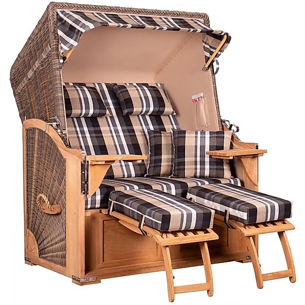 GarWoh Strandkorb Nordstrand Teak PE Grey Dessin 585 günstig online kaufen