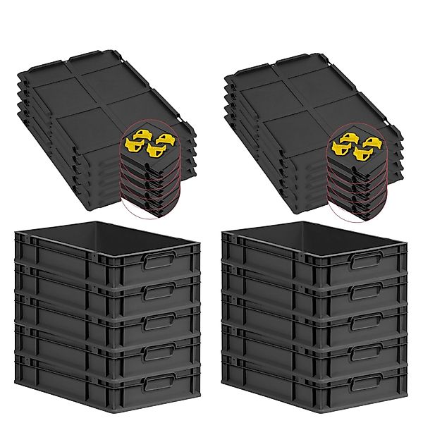 PROREGAL SparSet 10x Eurobox Nextgen Grip Mit Auflagedeckel Und Gelben Vers günstig online kaufen