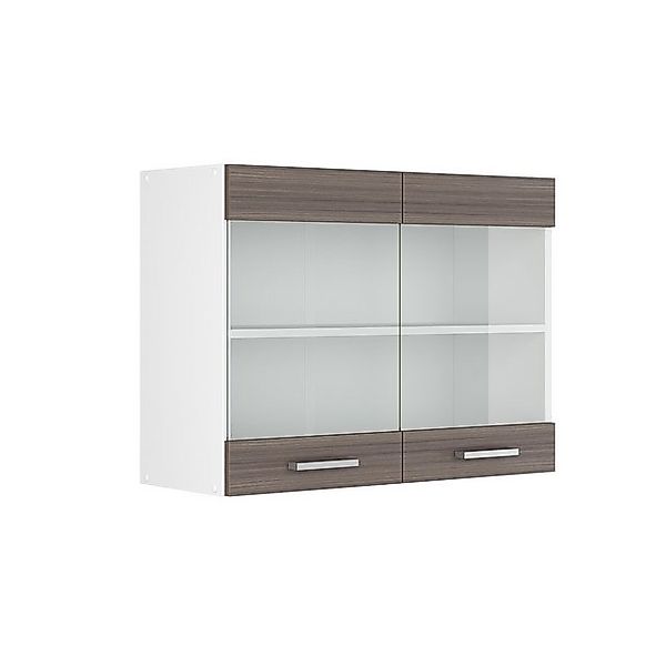 Vicco Küchenglasschrank R-Line Glashängeschrank Grau/Weiß 80 cm günstig online kaufen
