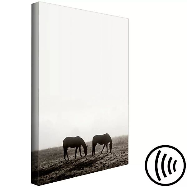 Leinwandbild Pferde am Morgen – eine Landschaft mit grasenden Tieren bei So günstig online kaufen
