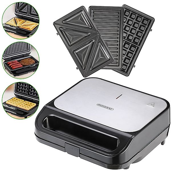 Kontaktgrill XXL 3in1 Schwarz/Silber 1000W günstig online kaufen