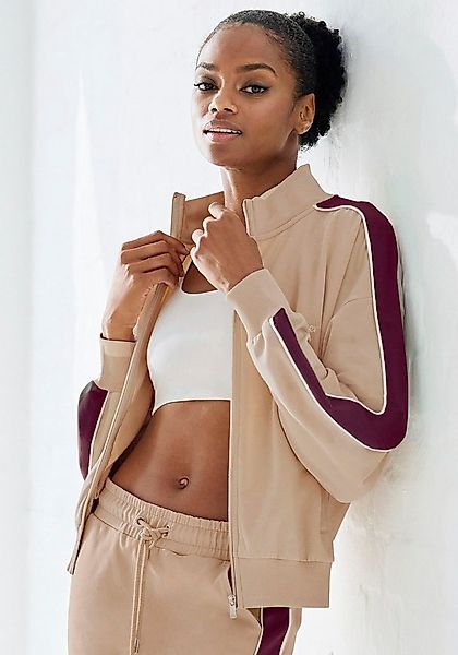 s.Oliver Sweatjacke mit Reißverschluss und Kontrast Einsätzen, Loungewear günstig online kaufen