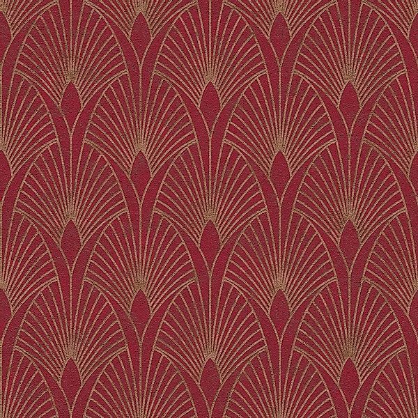 PROFHOME 374274-GU Exklusive Luxus Tapete Ornament schimmernd Rot Gold 0,53 günstig online kaufen