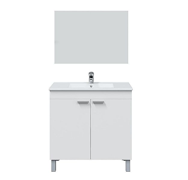 freiraum Badezimmer-Set LC1-80, in weiß glänzend / Spiegel - 80x80x45 (BxHx günstig online kaufen