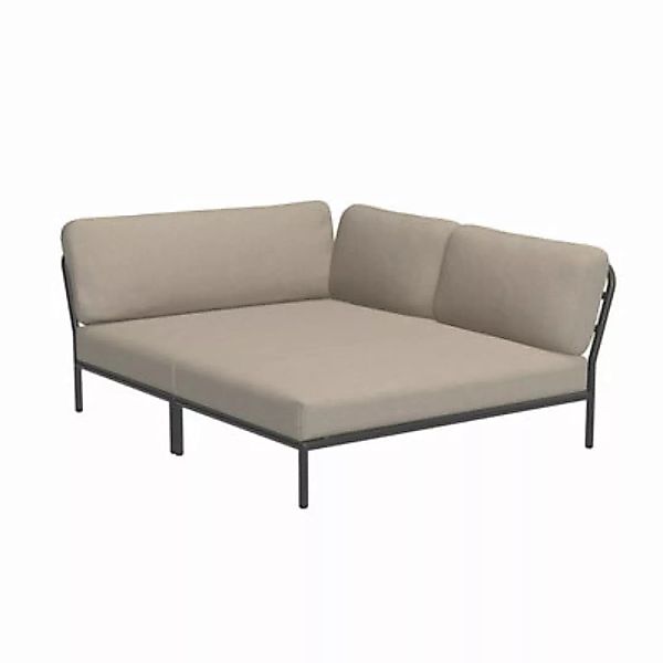 Modulares Gartensofa Level Cozy textil beige / Tiefe Sitzfläche - Eckmodul günstig online kaufen