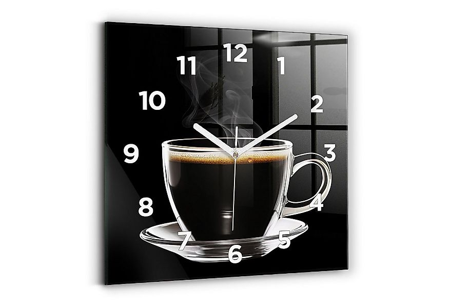 Tulup Wanduhr Glasuhr Kaffee Rechteckige Uhr aus Gehärtetem Glas Glaswanduh günstig online kaufen