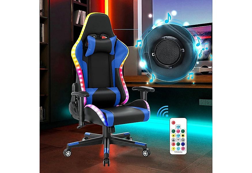 HomeMiYN Gaming Chair Gaming Stuhl Lautsprechern LED-Leuchten ergonomischer günstig online kaufen