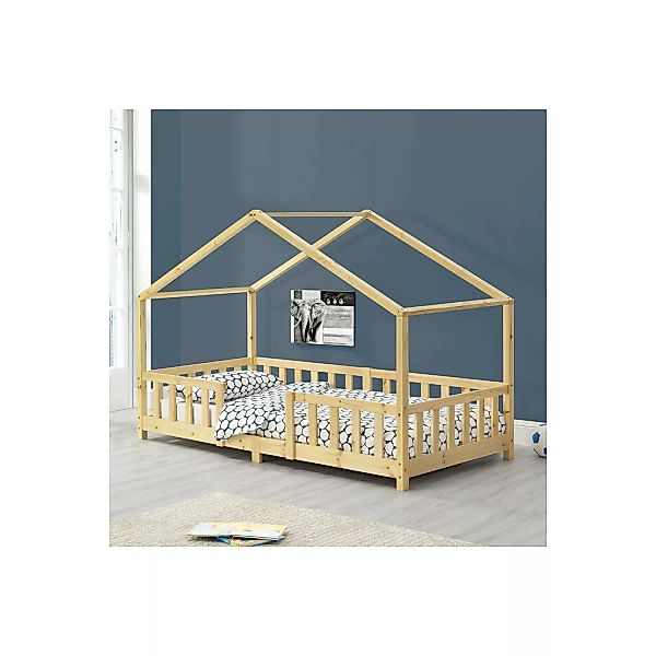 Kinderbett in Hausform, Kiefer massiv THULE-100 Liegefläche 90x200 cm mit L günstig online kaufen