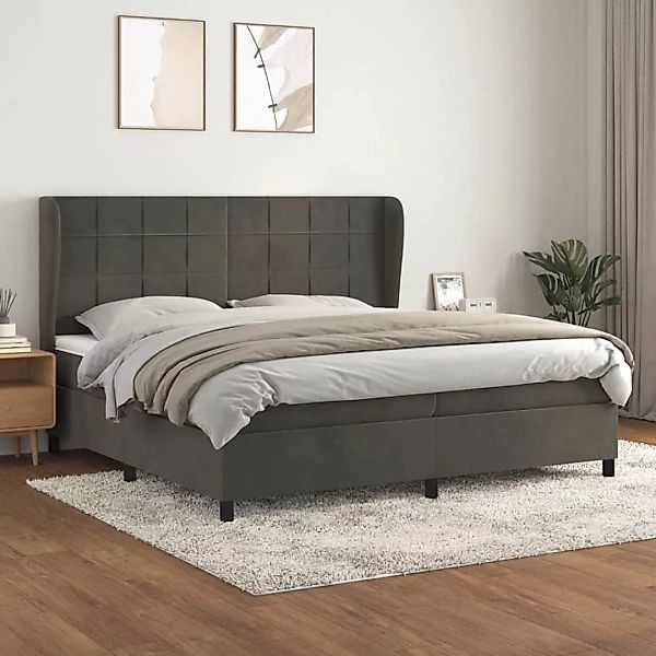 Vidaxl Boxspringbett Mit Matratze Dunkelgrau 200x200 Cm Samt günstig online kaufen