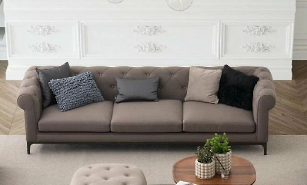 JVmoebel Sofa Beige Chesterfield Sofa 4er Sofa Polster Sitz Textil Stoff, 1 günstig online kaufen