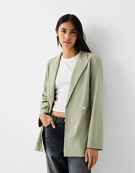 Bershka Fließender Slim-Fit-Blazer Damen M Grün günstig online kaufen