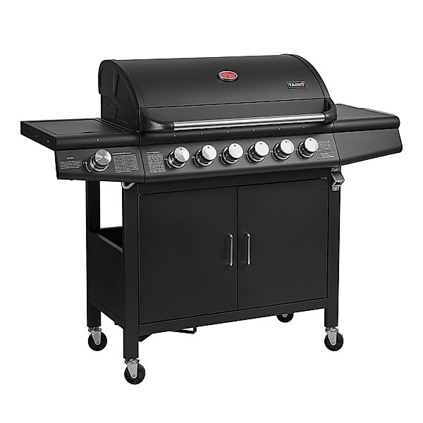 Taino Red 6+1 Gasgrill Grillwagen BBQ Edelstahl-Brenner Gas-Grill Schwarz günstig online kaufen