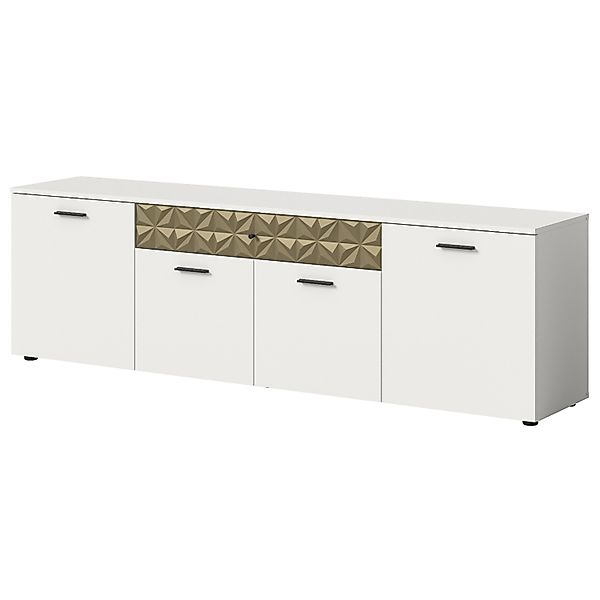 Inn.Furn TV-Lowboard Weiß Gold 190 cm 8 Fächer Relief günstig online kaufen