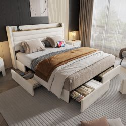 KLAM HOME Polsterbett Doppelbett mit 4 günstig online kaufen