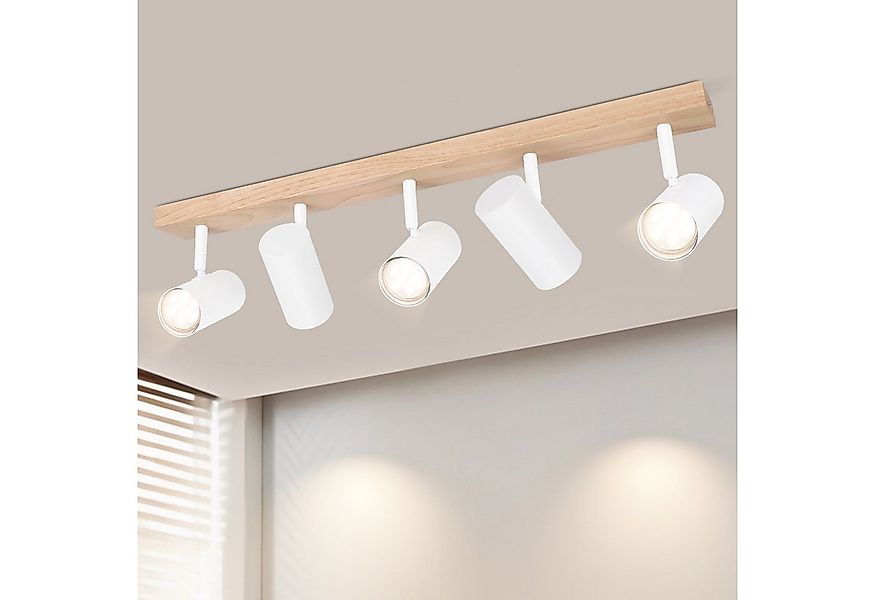 ZMH Deckenstrahler 5 Flammig Holz Schwarz/Weiß GU10 Deckenleuchte für Schla günstig online kaufen