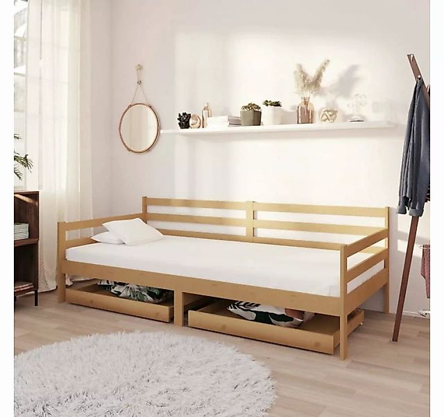 vidaXL Bett Tagesbett mit Schubladen 90x200 cm Honigbraun Massivholz Kiefer günstig online kaufen