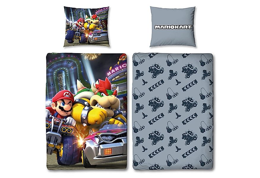 Familando Kinderbettwäsche Nintendo Super Mario Kart "Bump" 135x200 + 80x80 günstig online kaufen