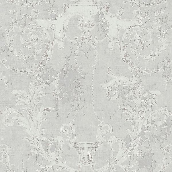 PROFHOME 376531-GU Barock Tapete Ornament Matt Grau Weiß 0,53 m x 10,05 m 5 günstig online kaufen