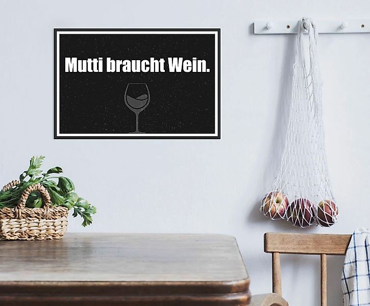 queence Metallbild "Mutti braucht Wein", Schriftzüge-Schriftzug-Getränke, ( günstig online kaufen