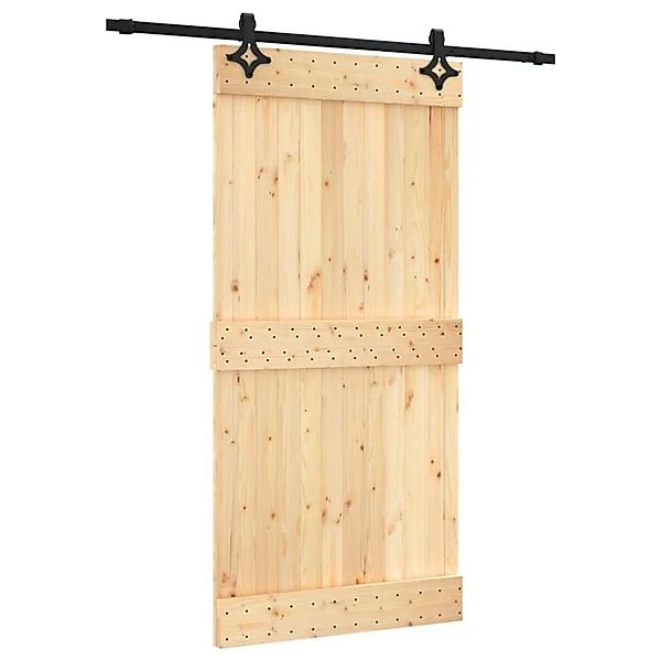 vidaXL Schiebetür mit Beschlag 100x210 cm Massivholz Kiefer 3203144 günstig online kaufen
