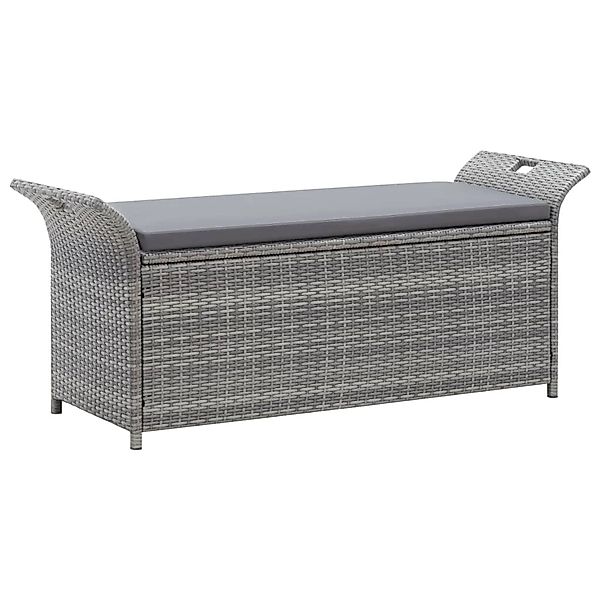 furnicato Sitzbank mit Stauraum und Kissen Grau 138 cm Poly Rattan günstig online kaufen