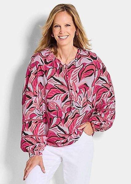 GOLDNER Kurzarmbluse Viskosebluse mit floralem Muster Schlupfbluse mit Rund günstig online kaufen