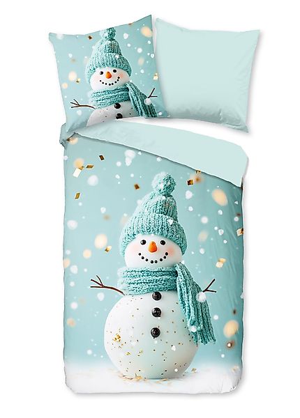 JACK Wendebettwäsche 135x200cm, Happy Schneemann, Flanell, günstig online kaufen