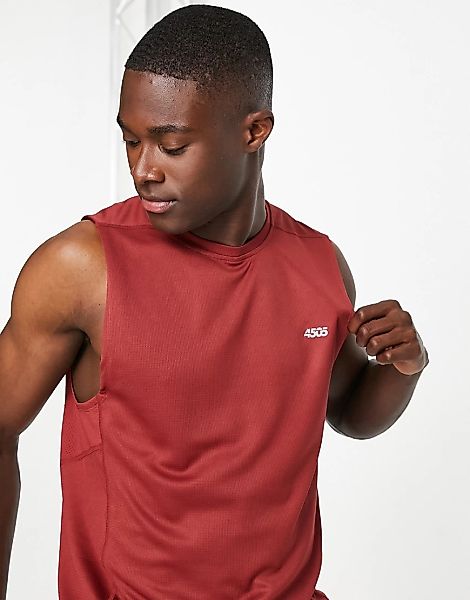 ASOS 4505 – Schnelltrocknendes, ärmelloses Sport-T-Shirt mit Logosymbol-Rot günstig online kaufen