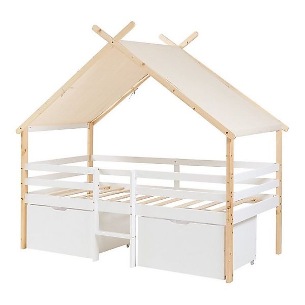 en.casa Kinderbett, »Surnadal« Haus-Optik mit Rausfallschutz 90x200cm Weiß/ günstig online kaufen