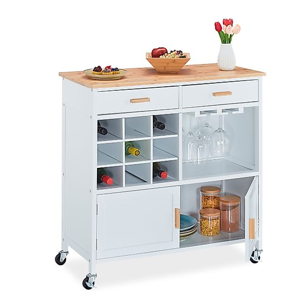 relaxdays Küchenwagen mit Weinregal günstig online kaufen