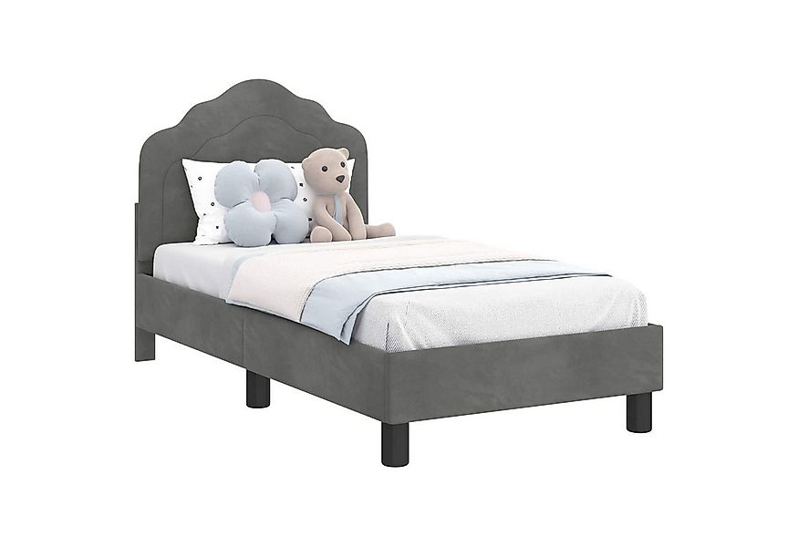 vidaXL Bett Kinderbettgestell mit Kopfteil Dunkelgrau 70 x 140 cm Samt (1-t günstig online kaufen