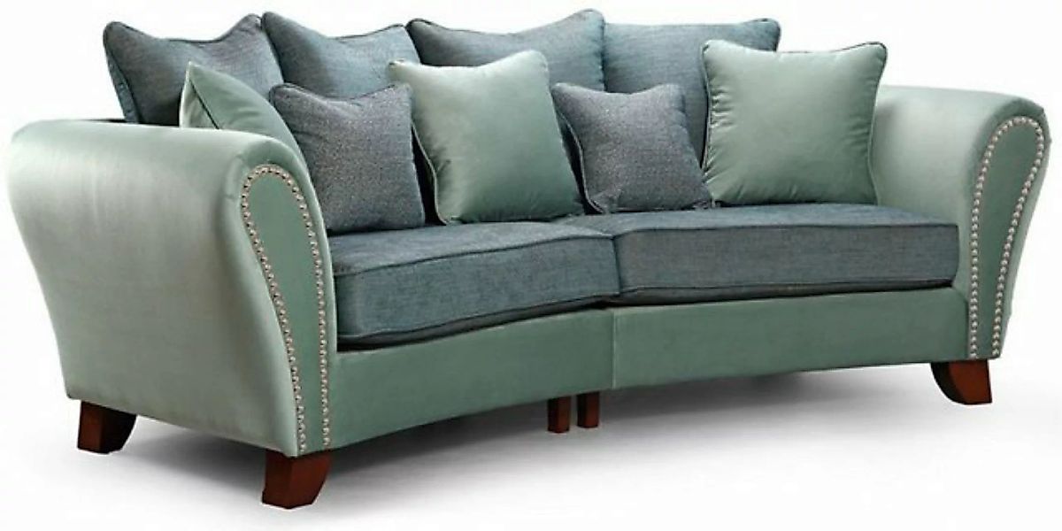 Casa Padrino 3-Sitzer Luxus 3er Sofa Grün / Blau / Dunkelbraun 290 x 120 x günstig online kaufen