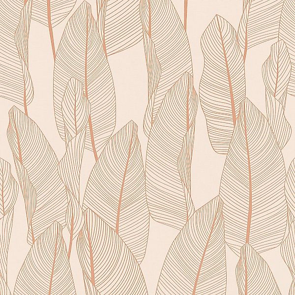 Bricoflor Blatt Tapete in Apricot und Rosa Moderne Vliestapete Skandinavisc günstig online kaufen