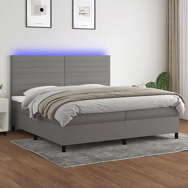 Vidaxl Boxspringbett Mit Matratze & Led Dunkelgrau 200x200 Cm Stoff günstig online kaufen